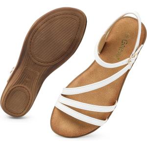 Flat Sandals For Women Dressy: Comfortable Strappy Sandal Ankle Buckle Open Toe Summer Beach Walking Vacation Daily Wear Size 5-10.5