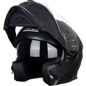 Full Face Motorcycle Helmet Dual Visor Sun Shield Flip up Modular Motocross DOT Approved Helmets (Matte Black, M)