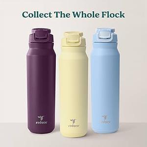 REDUCE Aura Vacuum Insulated 26 oz Water Bottle - Leak-Proof & Chug Spout for Quick Hydration - Keeps Drinks Cold for 30 Hours - Removable Handle for Travel or Gym - Soft Sit Base Yelow