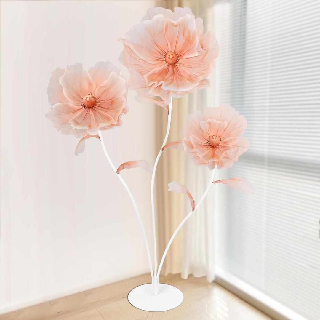 5.57FT Wedding Giant Flowers Huge Artificial Orange Silk Floral with Stand Base for Birthday Ceremony Party Event Mall Window Display Decoration