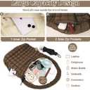 izuzta Quilted Puffer Tote Bag Large Puffy Crossbody Shoulder Bag, Lightweight Soft Nylon Quilted Oversized Padding Hobo Tote Bag Handbags Puff Purse Carryall Gym Bag Trendy Tote for Women(Brown)