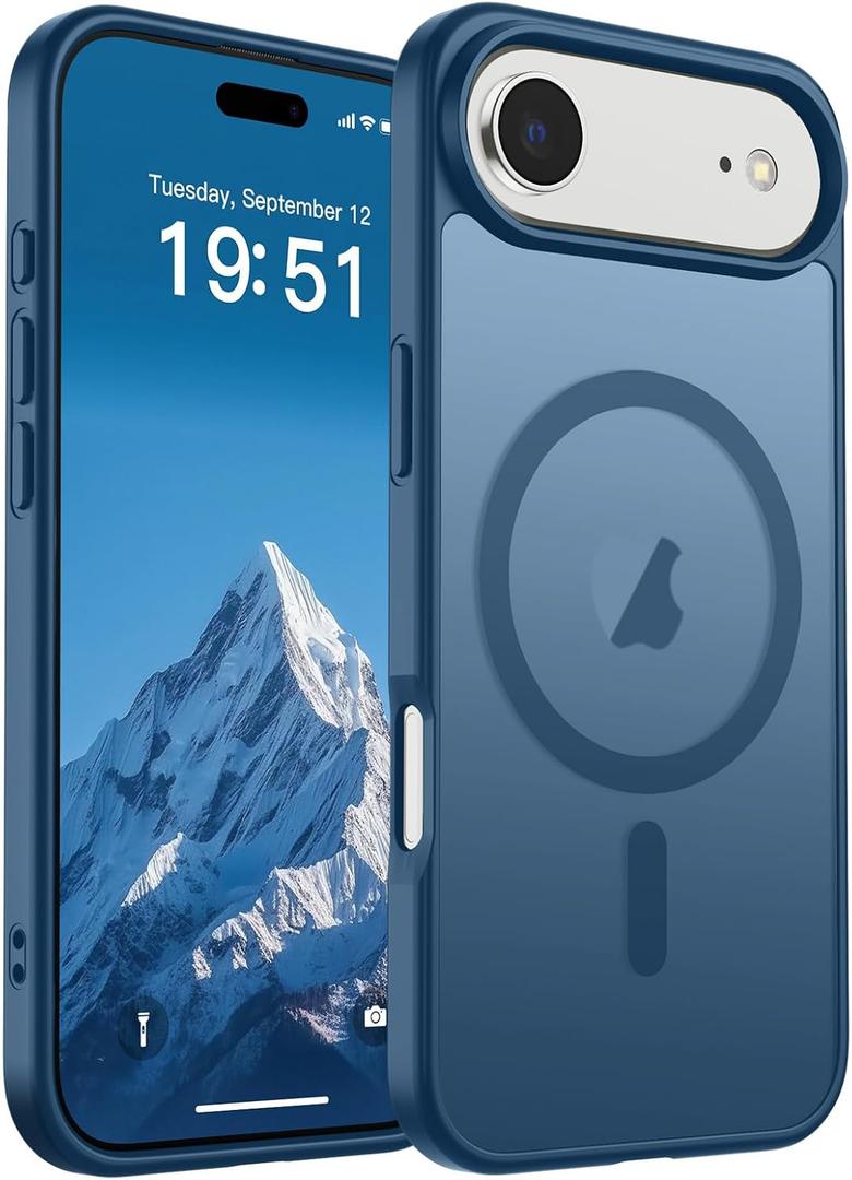 SUPFINE Magnetic for iPhone Air Case (Compatible with MagSafe)(Military Grade Drop Protection) Slim Translucent Matte Shockproof with Anti-Fingerprint Phone Cover for 17 Air,Deep Blue