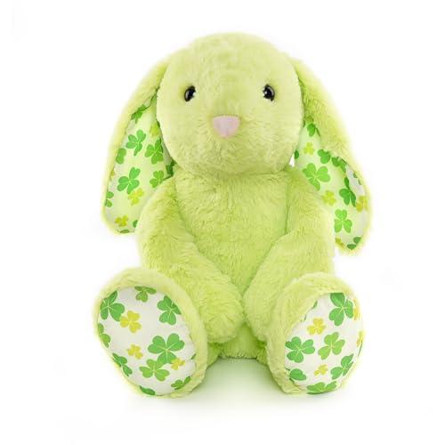 WEIGEDU Green Rabbit Bunny Stuffed Animal Plush Toy with Floppy Ears & Shamrock Print for Kids, Boys, Girls, Babies - Perfect, St. Patrick's Day, Birthday, Easter, Christmas, Bedtime Gift