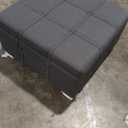 OSP Home Furnishings Detour Strap Square Storage Ottoman with Sliding Tray and Hinged Lid, Charcoal Fabric, 30"D x 30"W x 17.3"H