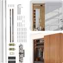 32-inch Upgraded Concealed Sliding Barn Door Hardware Kit with Soft Close Mechanism - Wall Mount no Floor Track Fits 24"-28" Opening Width Hidden Barn Door Hardware Kit (Door not Included)