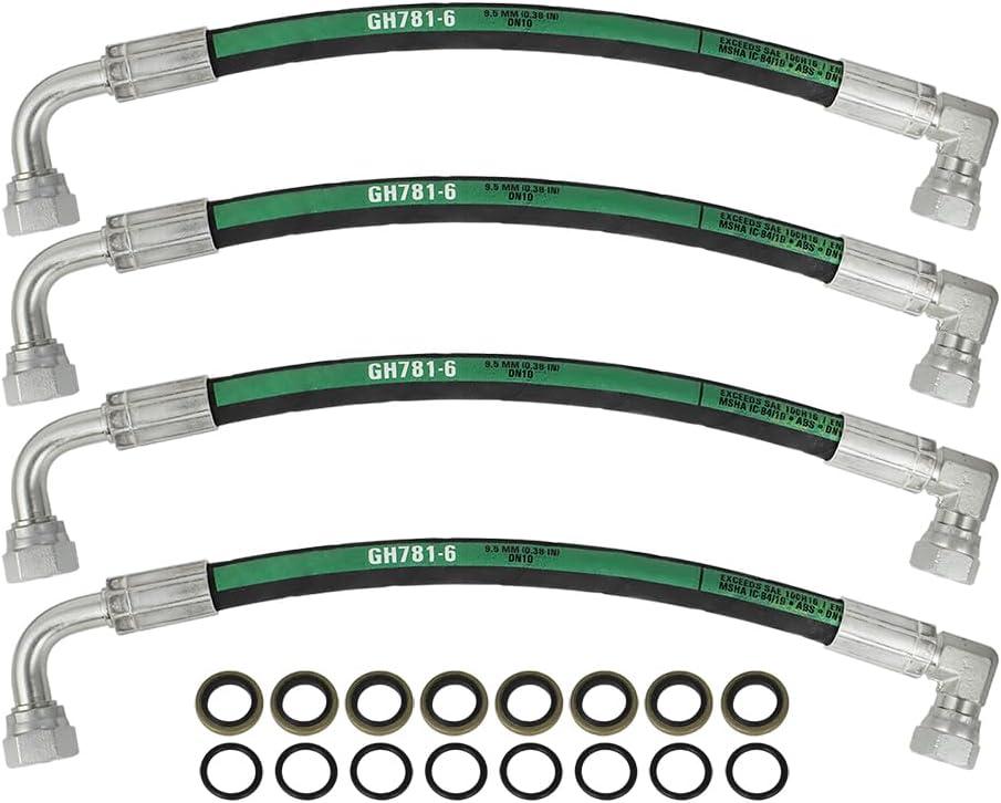 4PCS AW29374 Hydraulic Hose Fits for John Deere 120E 120R 200X 200CX 210 300 300X 300CX 300E 300R 400E 400X 400CX 410 419 420 430 460 512 D120 D160 D170 H120 H130 H160 H165 Front Loaders