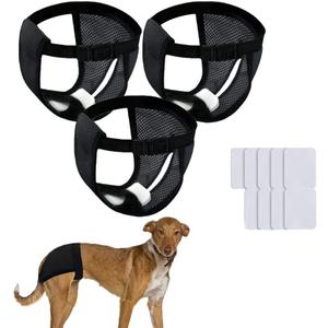 3Pack Reusable Dog Pants Dog Nappies 36-49cm/14-19inch, Breathable Mesh Pet Diapers with 9 Washable Female Dogs Sanitary Pads Adjustable Briefs Protective Trousers Underwear for Female Dog in Heat, M