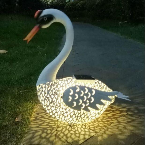 NASKY Garden Patio Outdoor Lawn Tin Animal High Swan mesh Solar Light Ornament Art Statue, Garden Decorative Light Outdoor Patio, Porch, Yard, Bird Art (14 * 5.5 * 15.5inch)