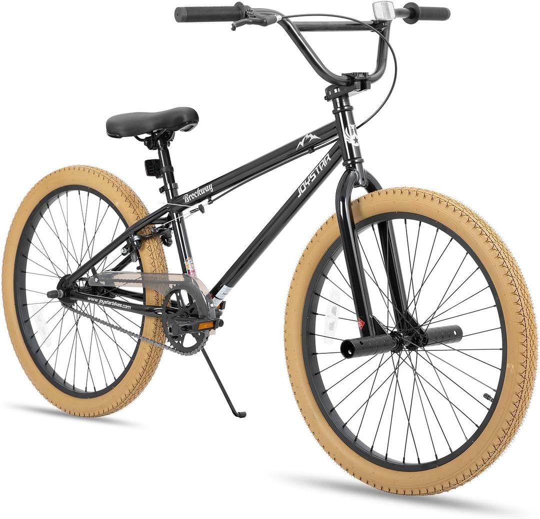 JOYSTAR Brockway Freestyle Kids BMX Bikes 20" 24" Kids Bicycles for 6-14 Years Old Boys Girls and Beginner-Level Riders 2 Pegs Multiple Colors (Brown)