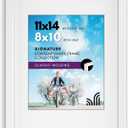 Americanflat 11x14 Picture Frame with Shatter-Resistant Glass - Use as 8x10 Frame with Mat or Display 11x14 Photo Without Mat - Signature Collection - Picture Frames for Wall Display - White