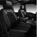 Leather and 3D Air Mesh Universal Fit Car Seat Covers, for Sedans,Trucks,Suvs,Airbag Compatible,Zipper Design and Reserved Opening Holes for Headrest(driver and passenger Set, Black and Black)