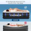 CHERIMOR Queen Air Mattress with Built-in Pump, 18" Raised Comfort, 48Hr Leak-Proof Test, Upgraded Honeycomb Pillar Design, Supports 800 lbs, 3-Min Inflation-Inflatable Bed for Home Guests & Camping