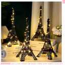 Therwen 6 Pcs 15'' Eiffel Tower Statue Decor Alloy Metal Paris French Eiffel Tower Model Collectible Figurine Paris Craft Art Statue Model Party Decoration Gift for Cake Topper(Black)