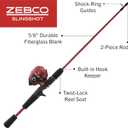 Zebco Slingshot Spincast Reel and Fishing Rod Combo, 2-Piece Fishing Pole, Right-Hand Retrieve, Pre-Spooled with 10-Pound Zebco Line