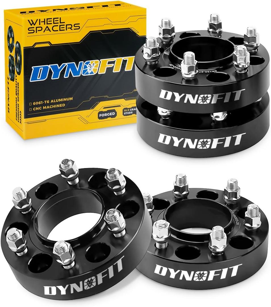 Dynofit 1.5in 6x135 Hub-Centric Wheel Spacers for F150, 87.1mm Hub Bore, M14x2.0 Thread, Forged 6-Lug Wheel Adapters for 2015+ F-150, Expedition & Navigator, Set of 4 Pcs Spacers