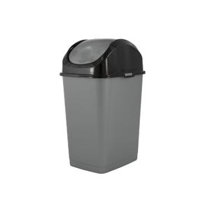 Superio Mini Plastic Trash Can with Swing Top Lid 1.25 Gallon Compact Small Waste Bin Portable Garbage Can for Countertop, Desktop, Make up Vanity, Bathroom, Car, Under Sink, Dorm 5 Qt (Grey/Black)