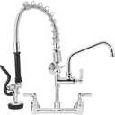 BZIMAK 21" Height Commercial Faucet with Sprayer, 8" Adjustable Center & 8" Add-on Swing Spout, Wall Mount Pre Rinse Commercial Sink Faucet for Commercial Restaurant Industrial Kitchen, Missing Peices