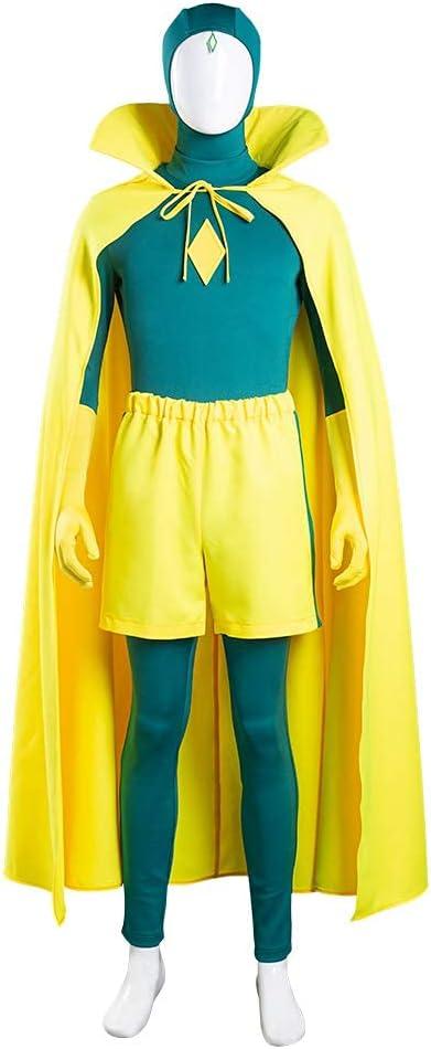 nezababy Vision Costume Adults Kids Cosplay Wanda Vision Cloak Jumpsuit Halloween Carnival Outfit Battle Suit (XX-Large)