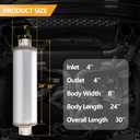 4 Inch Exhaust Muffler, 4" Inlet/Outlet 30" Overall Length Resonator, Stainless Steel Straight Through Design Performance Muffler, 1 PC
