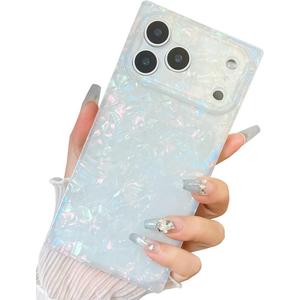 ERZZIL Elegent Pearl Pattern Compatible with iPhone Rectangle Edge Case, Slim Soft TPU Silicone Protective Bumper Cases Cover(Colorful Pearl,17)