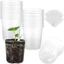 30 Packs 4 Inch Reinforced Clear Nursery Pots for Plants with Drainage Holes, High Transparency Plastic Seedling Plant Pot with Drainage Holes Have 20 Labels