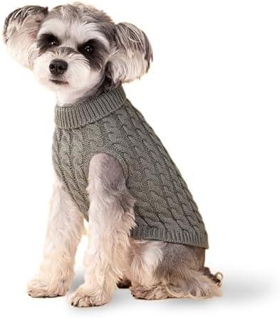 Dog Sweater, Grey L Dog Pullover Sweater, Turtleneck Knitwear, Dog Outfits for Small Dogs and Medium Dogs, Warm Clothes for Bulldog, Poodle, Yorkshire, Cocker Spanie etc.