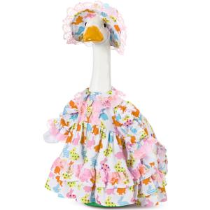 Soulchen 1 Set Easter Porch Goose Outfit 23 Inch Rabbit and Eggs Cement Goose Clothes Dress and Hat Costume Set for Easter Spring Holiday Garden Yard Decor