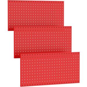 TORACK 3Pcs Metal Pegboard Panels(12x24 inch) for Wall Garage Tools Storage Pegboard System for Workbench, Modular Peg Board Tool Organizer Board Kit(Pack of 3, Red)