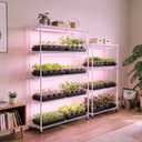 Barrina 4FT T8 Plant Grow Light, 252W(6 x 42W, 1400W Equivalent), Full Spectrum, LED Growing Lamp Fixture for Indoor Plant Growing, with ON/Off Switch & V-Shaped Reflector, Pinkish White, 6-Pack
