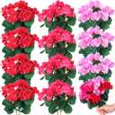 12 Pcs 10.2 Inch Artificial Geranium Flowers Silk Geraniums for Outdoors Faux Bushes Outdoor Fake Geraniums for Vase Planter Pot Floral Home Decor Indoor Garden Patio (Mixed)