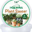 Plant Saucer - 6 Pack 14 Inch Plastic Plant Trays for Pots with Plant Tray Design - Plant Saucers for Indoors and Outdoors Use - Plastic Plant Pot Saucer for Potted Plants - Flower Pot Saucers