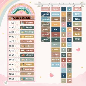 2 x Weysat 2 Pcs Boho Daily Schedule and Flip Calendar, Rainbow