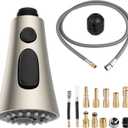 Kitchen Faucet Head Replacement Set Compatible with Moen/Delta/Kohler/Grohe/Hansgrohe, Pull Down 3 Function Kitchen Sink Sprayer Set, 67in Hose and 14.1oz Weight Ball, Brushed Nickel