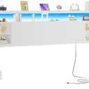 Unikito King Size Headboard with Storage, Headboards with Power Outlets and RGB LED Light, Sturdy Head Board for King Size Bed, Stable Headboards Only for Bedroom, Dorm Room, Guest Room, White