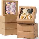 JCXGRVC100 Pcs 6x6x2.5Inches Chocolate Strawberries Boxes Charcuterie Boxes Cake Boxes Bakery Boxes with Full Window Cakesickle Truffle Cookies Boxes Treat Box for Christmas Valentine's