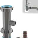 1-1/2 Inch Dishwasher Kitchen Drain Pipe Hose Adapter, Kitchen Sink Drain Pipe 3-Way Adapter Fitting, with Multiple Size Connection Ports, Suitable for kitchen, bathroom, RV (Gray)