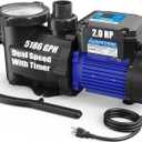 Aquastrong In/Above Ground Pool Pump High Flow Self Primming Swimming Pool Pump,Ocean Blue