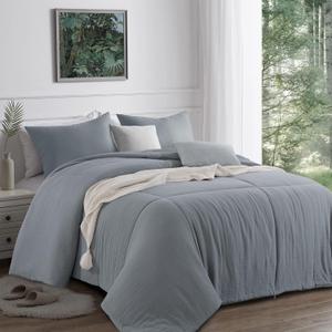 HOMBYS Oversized Muslin Blanket, 100% Cotton Extra Large Soft Throw Blankets for Couch Bed, 116x85inch All Season Soft Lightweight Pre-Washed Blanket, Grey