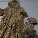 Ezuwail Cheetah Costume Kids Snow Leopard Costume Gloves Mask Cheetah Onesie Bodysuit Halloween Cosplay for Girls Boys (110, Brown)