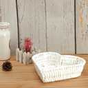 BinaryABC Heart Shaped Rattan Basket,Fruit Vegetables Bread Rattan Basket(White)