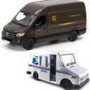 KiNSMART - UPS Mercedes-Benz Sprinter + United States Postal Mail Truck Grumman LLV 5 Inch Die Cast Metal Model Toy Van & Trucks SetOf2