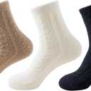 Womens Cozy Crew Socks Soft Winter Sleeping Christmas Fuzzy Ankle Socks 3 Pairs Size 5-10 (Solid Color a)