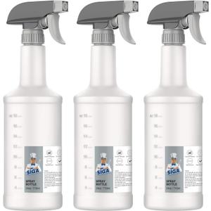 MR.SIGA 24 oz Empty Plastic Spray Bottles for Cleaning Solutions, Heavy Duty Household Reusable Spray Bottles with Measurements and Adjustable Leak Proof Nozzle, 3 Pack