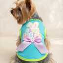 Small Dog Happy Easter Outfit Bunny Shirt & Bandanas Pet Cat Clothes Vest Blue S