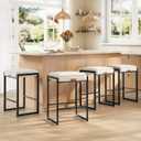 VASAGLE EKHO Collection - Bar Stools Set of 4, Counter Height Bar Stools, Synthetic Leather with Stitching, Mid-Century Modern Counter Stools, 26-Inch Tall, Kichen Home Bar Dining Room, Cream White