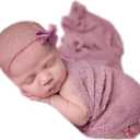 Coberllus Newborn Baby Photo Props Wrap Cloth Blanket Swaddle for Boys Girls Photography Shoot (Purple Pink)