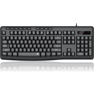 Redragon BK7366 Wired Keyboard, Multimedia USB Quiet Computer Keyboard, Silent Keyboard with Large Number Pad, Spill-Resistant, Anti-Wear Letters, Full Size for Laptop, Desktop