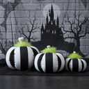 3 Pcs Sandworm Halloween Decorations Black and White Striped Spooky Pumpkin Halloween Table Centerpieces Sandworm Ornaments Pumpkin Horror Photo Prop for Mantel Porches Tabletop Indoor Display