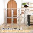Clear Acrylic Dog Playpen with Door,Puppy Fence Indoors H:24" 8-Panel can be DIY Expanded + Splicing Height Design for Puppies/Small Dogs,White Dog Enclosure (Metal + Acrylic Material)
