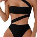 Lilosy Sexy Cutout Tube High Waist Bandeau Bathing One Piece Swimsuit (Medium)